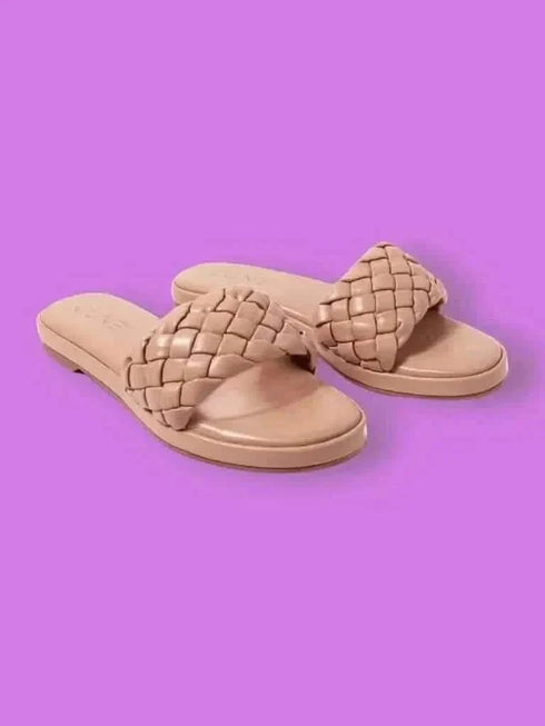 Womens Braided Peach Flats